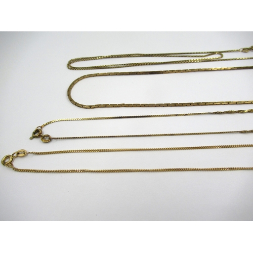 772 - Group of four various fine 9ct gold neck chains