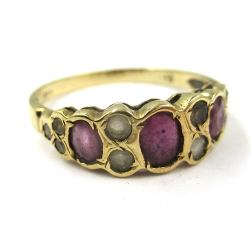 775 - 18ct Gold and diamond set ring (one stone lacking), 3.5g together with 14ct gold pink ruby and white... 