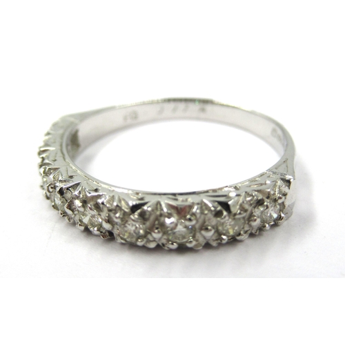 789 - 18ct White gold nine stone diamond set half eternity ring, size Q