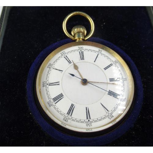 791 - 18ct Gold cased crown wind open faced pocket watch, the enamel dial with Roman and Arabic numerals, ... 