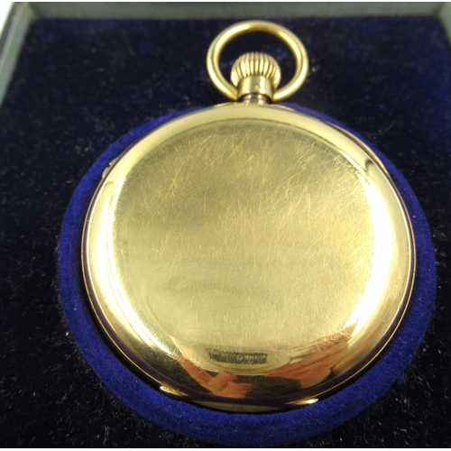 791 - 18ct Gold cased crown wind open faced pocket watch, the enamel dial with Roman and Arabic numerals, ... 