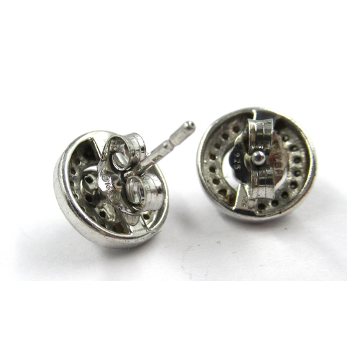 818 - Pair of circular silver diamond cluster stud earrings