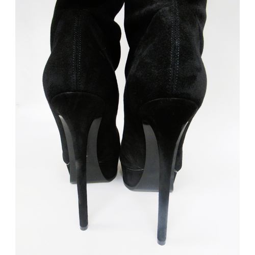 83 - Casadei, ladies black suede over the knee stiletto platform boots in as new condition, size 41, comp... 