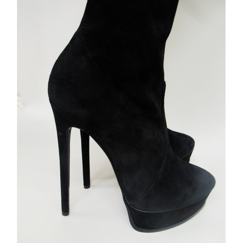 83 - Casadei, ladies black suede over the knee stiletto platform boots in as new condition, size 41, comp... 