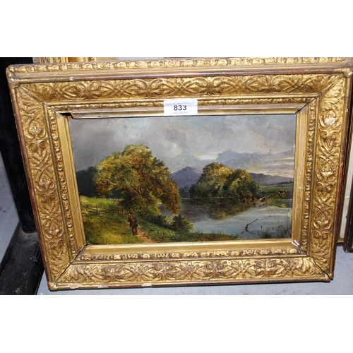 833 - Frederick Buckstone, oil on board ' On the River Conway ', inscribed verso, 18cms x 28cms (damages a... 