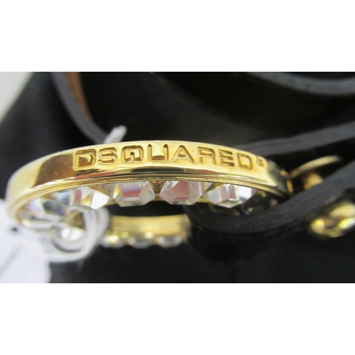 84 - Dsquared2, black patent leather belt with jewel embellished buckle, complete with original dust bag