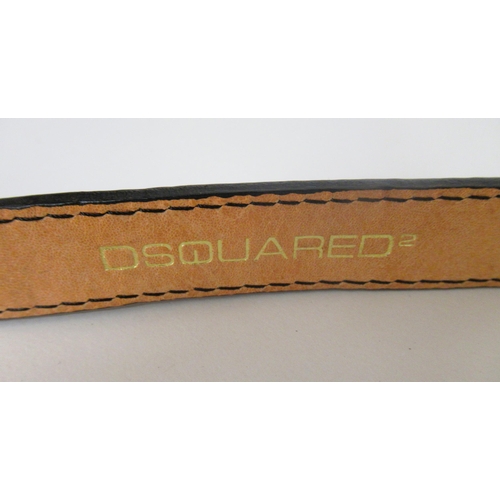 84 - Dsquared2, black patent leather belt with jewel embellished buckle, complete with original dust bag