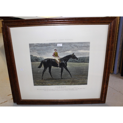 865 - Coloured print titled ' McQueen's Derby Winners ', in a modern frame, together with another similar ... 