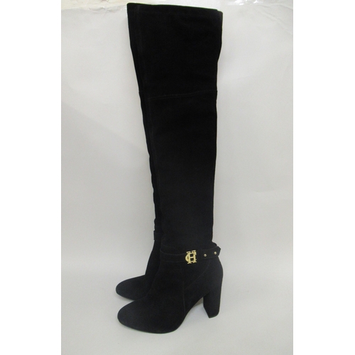 92 - Holland Cooper, Sloane over the knee black suede boots, size 8, complete with original dust cover