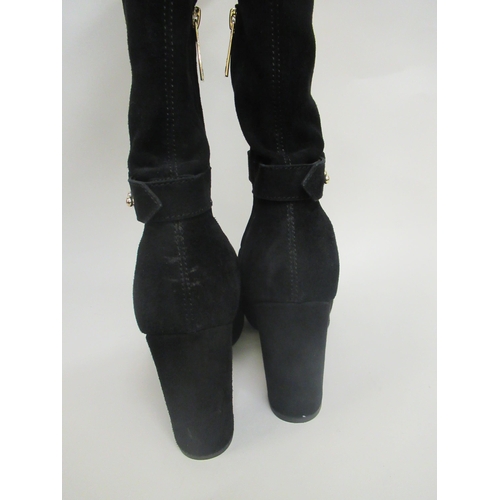 92 - Holland Cooper, Sloane over the knee black suede boots, size 8, complete with original dust cover