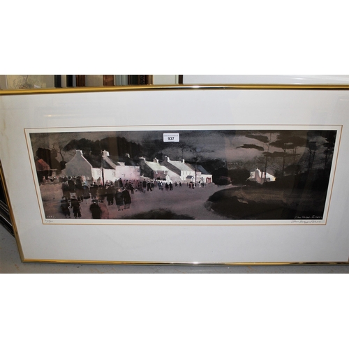 937 - John Knapp-Fisher, signed lithograph ' Chapel Goers. Groesgoch ', also signed on Trevigan Gallery la... 