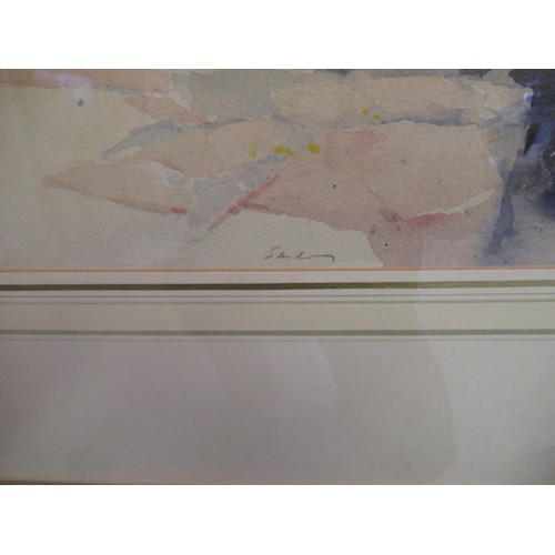 933 - Frederick Sands, watercolour ' St. Aubin's Bay ', 40cms x 66cms approximately, signed, gilt framed