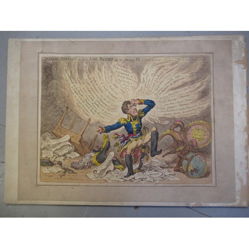 1061 - Group of four James Gillray, hand coloured satirical cartoons (trimmed and mounted) 25cms x 30cms ea... 