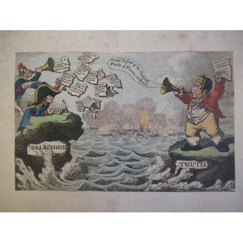 1061 - Group of four James Gillray, hand coloured satirical cartoons (trimmed and mounted) 25cms x 30cms ea... 