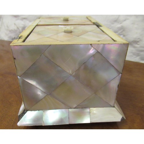 1247 - 19th Century mother of pearl two division tea caddy (slight damages)