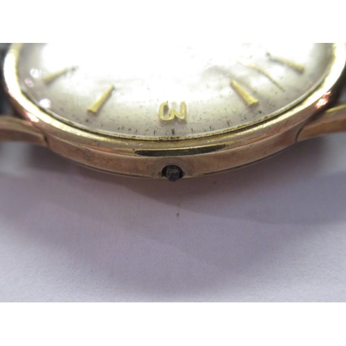 716 - Gentleman's 9ct yellow gold cased Movado automatic wristwatch with subsidiary seconds and later stra... 