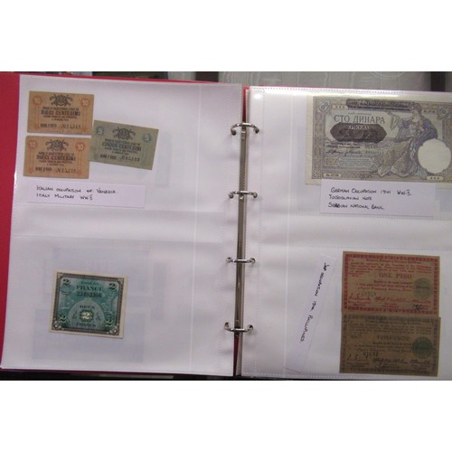 807 - Two folders containing a quantity of World bank notes