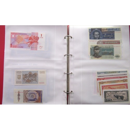 807 - Two folders containing a quantity of World bank notes