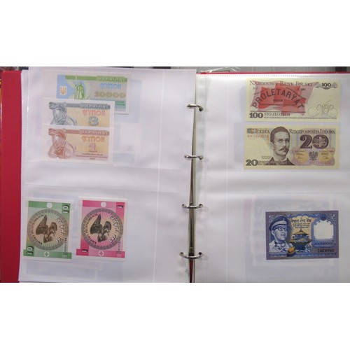 807 - Two folders containing a quantity of World bank notes