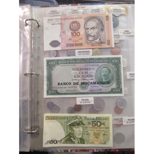 807 - Two folders containing a quantity of World bank notes