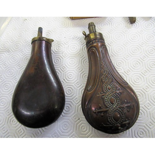 115 - Two 19th Century copper powder flasks