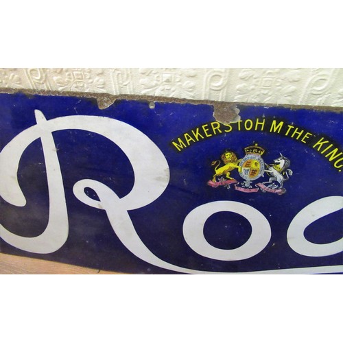 245 - Late 19th/early 20th Century original 'Rowntree's Elect Cocoa' enamel sign with blue background bear... 