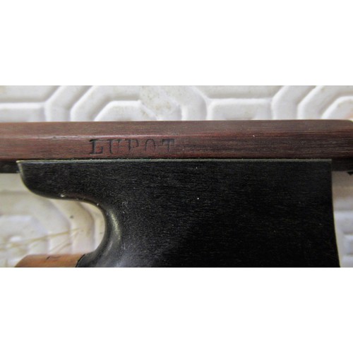 271 - Violin bearing Stradivarius label with bow, in a fitted case (14in back)