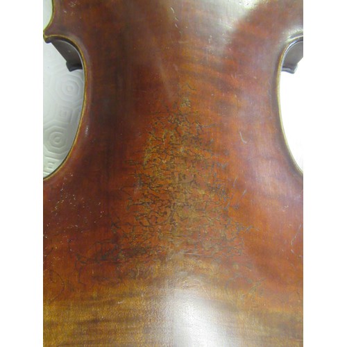 271 - Violin bearing Stradivarius label with bow, in a fitted case (14in back)