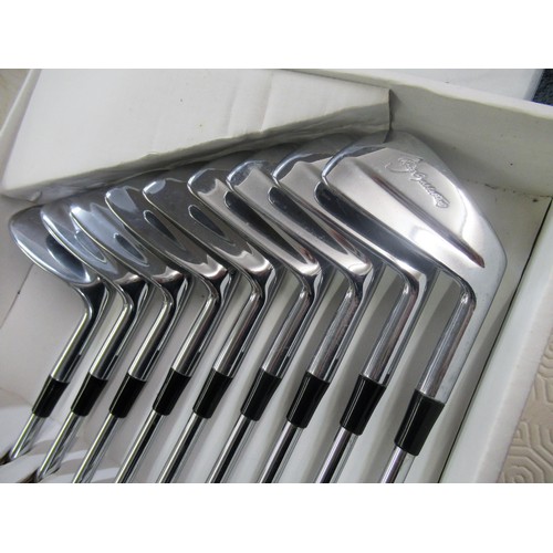 308 - Boxed set of nine Slazenger Maxfli golf irons, one of three sets originally made for Seve Ballestero... 