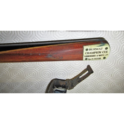 264 - Burwat Champion cue by Burroughes and Watts Limited, registered no 292596 in tin case