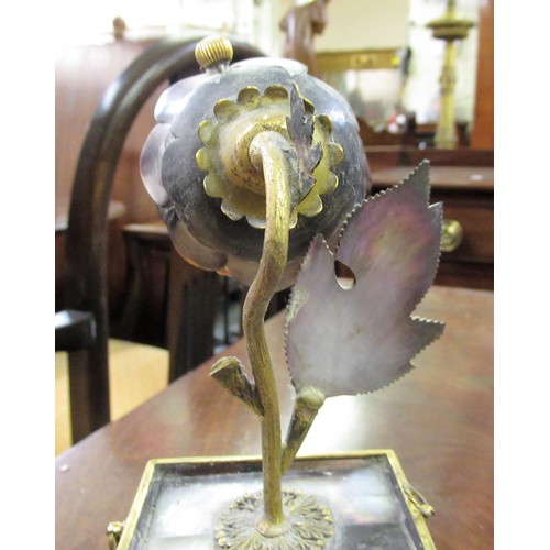 1226 - Unusual 19th Century gilt metal and mother of pearl table clock in the form of a pot plant, 20cms hi... 