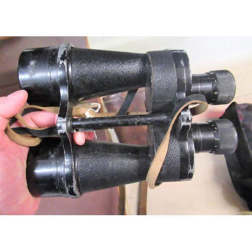 119 - Pair of World War II binoculars by Ross of London, together with a cased pair of modern binoculars