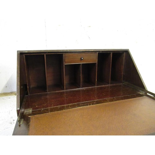 1560 - Mid 20th Century figured walnut bureau, 79cms wide together with a similar mahogany bureau