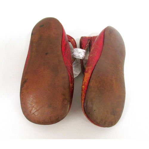 101 - Pair of late 19th / early 20th Century child's red leather shoes by W.H. Dutton & Sons, Knightsbridg... 