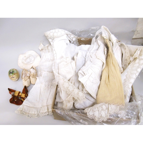 104 - Quantity of various doll's and children's clothing, some with lace edge and embroidery