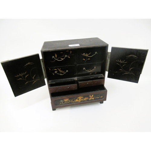 106 - Small Japanese lacquered decorated table top cabinet