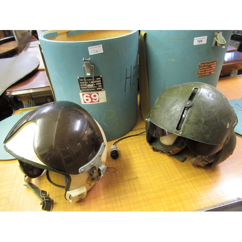 124 - Two mid 20th Century Russian helicopter pilot's helmets, in the original painted cases