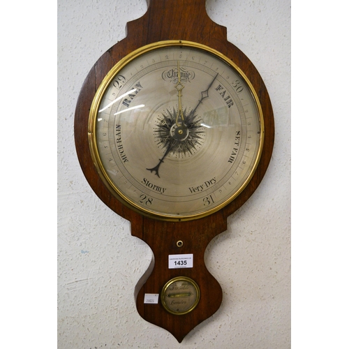 1435 - 19th Century rosewood banjo shaped wheel barometer signed Tresolde, London