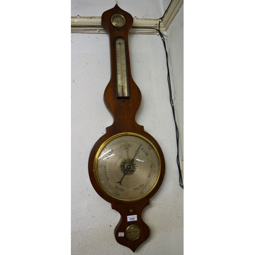 1435 - 19th Century rosewood banjo shaped wheel barometer signed Tresolde, London