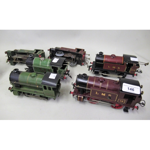 146 - Four Hornby 0-4-0 0 gauge tank engines, together with two others (at fault)