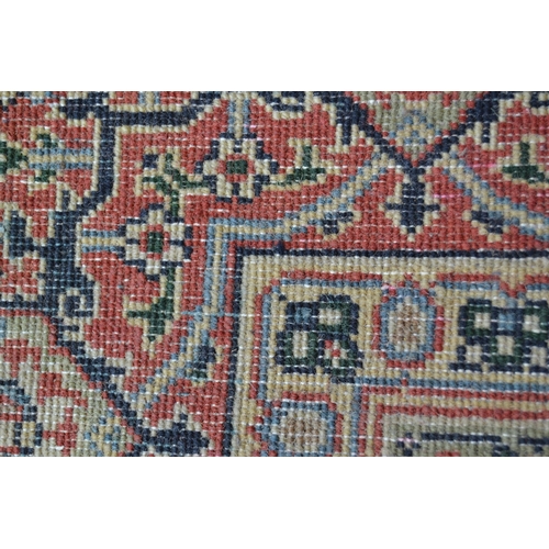 17 - Indo Persian rug with all-over Herati design, on a midnight blue ground with rust ground borders, 24... 