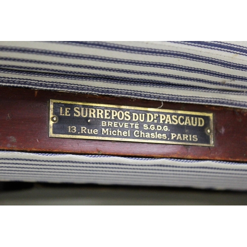 1774 - Antique French ' Le Surrepos ', angle adjustable lounge chair by Dr Pascaud, Paris 1924, with fold-o... 