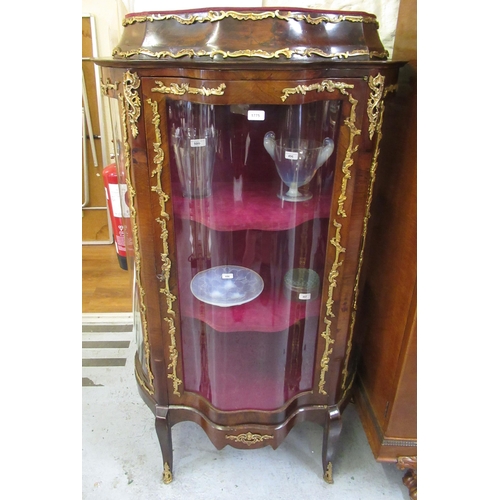 1775 - 19th Century French serpentine fronted tulip wood vitrine with ormolu mounts, 96cm x 44cm x 155cm hi... 