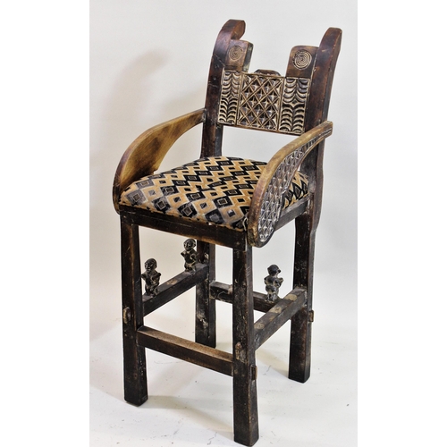 1777 - Pair of African tribal style hardwood bar stools