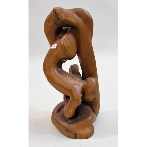 1779 - Contemporary carved wooden sculpture by Harry Iles, dated '78, 64cm high