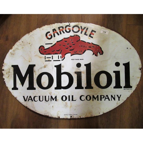 179 - Large oval enamel advertising sign, ' Gargoyle Mobiloil Vacuum Oil Company ', 48cms x 70.5cms