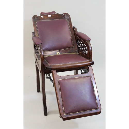 1791 - 19th Century mahogany barber's chair by Osborne, Garrett & Co. London, with removable back, adjustab... 