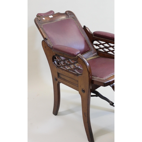 1791 - 19th Century mahogany barber's chair by Osborne, Garrett & Co. London, with removable back, adjustab... 