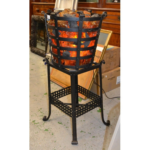 1792 - Late 20th Century black painted iron electric brazier, 100cms high x 48cms diameter