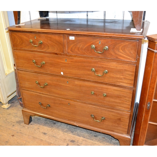 1794 - George III mahogany straight front chest of two short and three long drawers, with brass drop handle... 